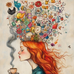 Generate an image that visualizes an imaginative mind of a ginge...