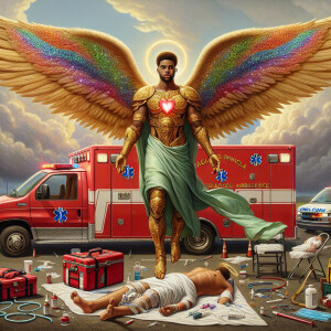 Create a realistic 3D oil painting depicting a scene of emergenc...