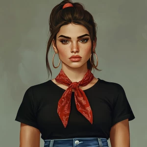 Lucia from GTA, not a pretty girl with brown hair, thick eyebrow...