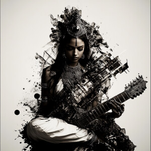 Goddess saraswati retro futuristic  --sref 2464679855  105239941...