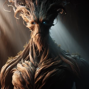 Create a visual representation of Groot from the Marvel Universe...