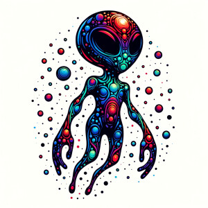 Colored alien transparent graphic, no background, cosmic alien g...
