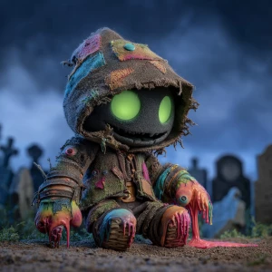 The scene features a character in a tattered, hooded outfit, rem...