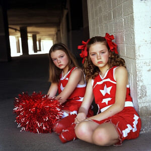 Tween cheerleader red uniform overdose--seed 54321