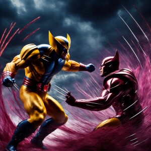 Depict Wolverine in a dynamic, intense battle with Magneto, show...