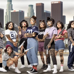 Funny Photorealistic image of an East Los Angeles white girl gan...