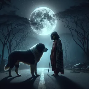 Bijal 30 yrs girl with khali Indian stray dog middle of the road...