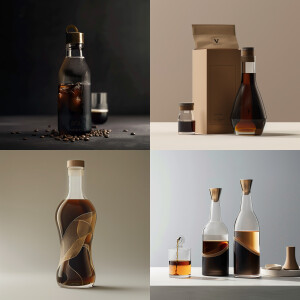 Luxurious glass bottle, uniqye design for cold brew coffee, prod...