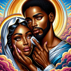 Ensure that the image distinctly represents both Jesus Christ an...