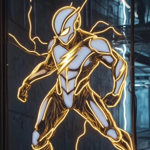 Create an neon sign art depiction of Godspeed, the DC Comics cha...