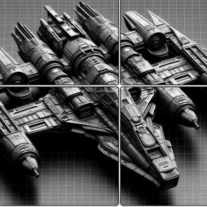 Separate the image into 4 sections. Create a black rectangular s...