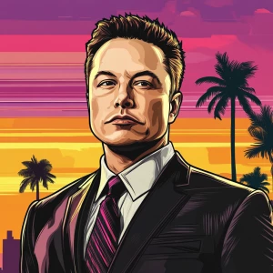 Elon Musk in GTA art style, , in the style of a Grand Theft Aut...