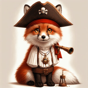 Fluffy fox dressed up as a pirate for Halloween