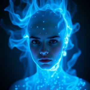 Imagine the blue flame of a gas herd that is drawing the face of...