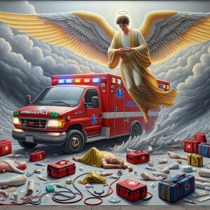 Create a realistic 3D oil painting depicting a scene of emergenc...