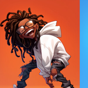 funny caricature, hip-hop dancer caricature, young african-ameri...