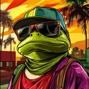 MEME PEPE in GTA art style — — in the style of a Grand Theft Au...