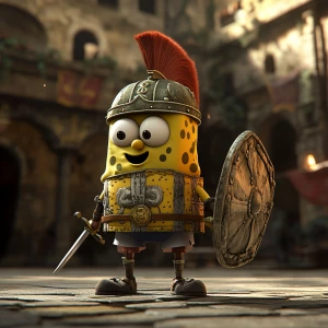 sponge bob in gladiator role