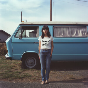 Color film photograph from 1975 of a beautiful, thin, 23-year-ol...