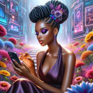 digital painting of a beautiful african american woman. She has...