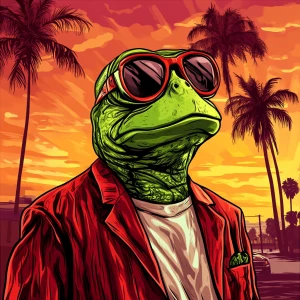MEME PEPE in GTA art style — — in the style of a Grand Theft Au...