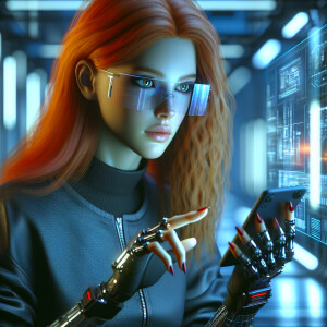 Create a photorealistic, cyberpunk-inspired image featuring a sw...
