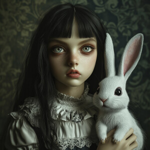 Create a highly detailed, photo-realistic image of a Gothic girl...