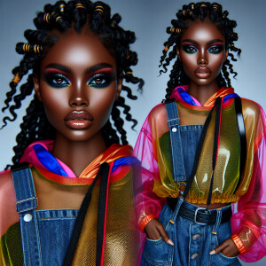 compose A stylized, glossy portrait of an African American woman...