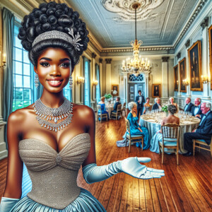 A realistic airbrushed illustration of a beautiful African Ameri...