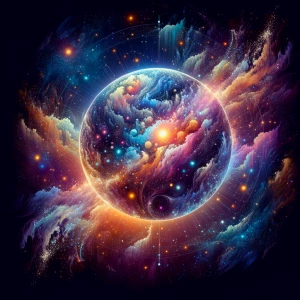 Design an illustration featuring a 1500-dimensional cosmic plane...