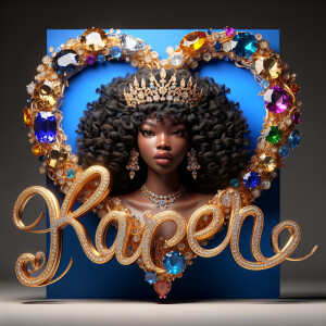 VCraft a 3-D image showcasing the name 'KAREN' in a luxurious go...