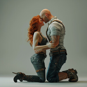 A photorealistic high resolution image. Light ginger haired fema...