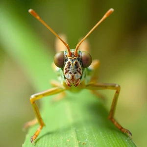 camera but it’s a eastern lubber grasshopper is in front of her,...