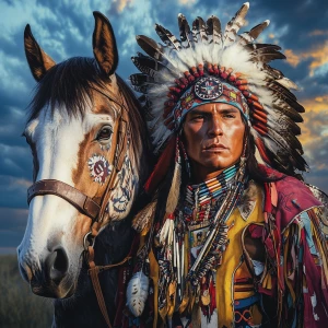 Craft an 8K Ultra HD realistic image that showcases a Native Ame...