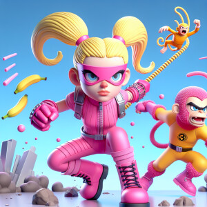 Create a dynamic comic book character named Alioop who is a blon...