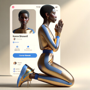 Create a 3D illustration of a realistic light skinned African-Am...