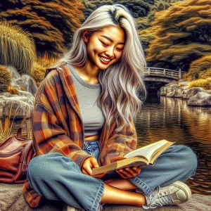 A digital airbrushed illustration of a beautiful 22-year-old hap...