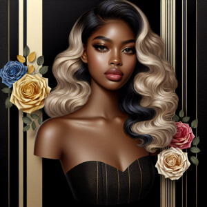 Create a vertical 3-D portrait of a light-skinned African-Americ...