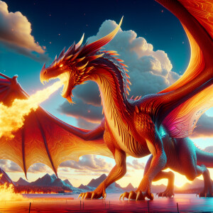 A Meleys dragon 3D animated motion graphics UHD 8K