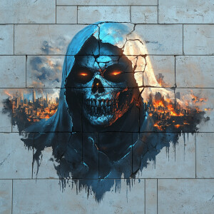 Realistic, detailed, precise, 3D rendering, image of graffiti on...