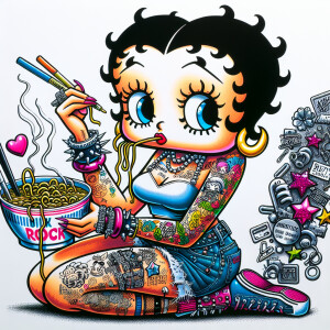 vividly colored marker drawn urban art image of AMERICAN Betty...
