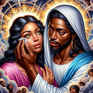 Ensure that the image distinctly represents both Jesus Christ an...