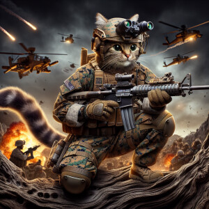 Create a realistic picture of a humanoid cat as a United States...
