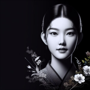 Create a tasteful and artistic bare full-body portrait of a woma...