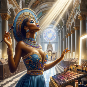 Create an airbrush oil painting of an African American woman wit...