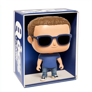 Create a Funko Pop figurine of Mark Zuckerberg, styled in the di...