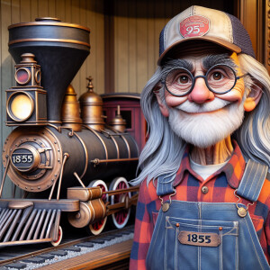 Funny and crazy caricature of a 95 year old American grandpa, ch...