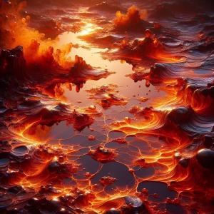 Generate a hyper-realistic image of a puddle with a strikingly v...