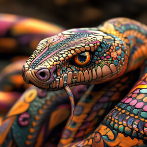 Create a 3D rendering that features an array of a vibrantly-colo...