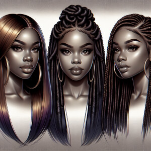 An airbrush style pixar full frame image of three beautiful cara...